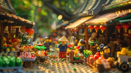 Vibrant Isaan Food Festival Street Art in Material Capturing Bustling Atmosphere and Colors
