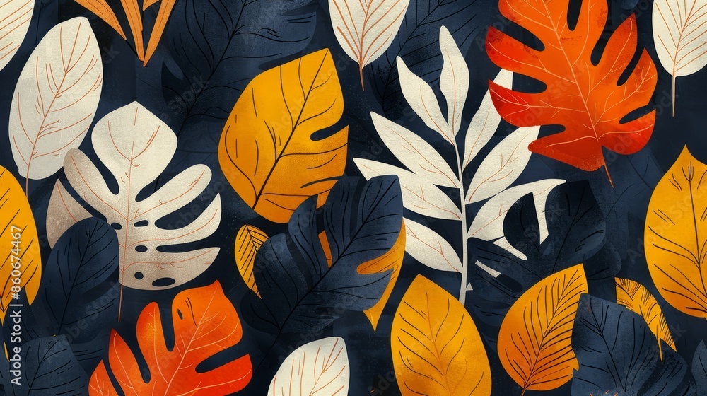 Poster colorful botanical repeat design pattern