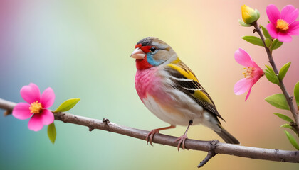 colourful tiny finch stands on a branch | Bird Photography
