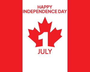 Canada Day Vector Illustration. Happy Canada Day Holiday Invitation Design. Red Leaf Isolated on a white background. Greeting card with hand drawn lettering.