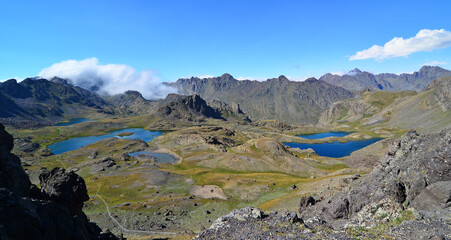 Yedigoller, located in Erzurum, Turkey, is a region formed by many lakes lined up among mountains.