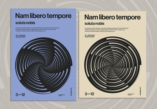 Vintage Swiss Style Poster Layout Design Concept