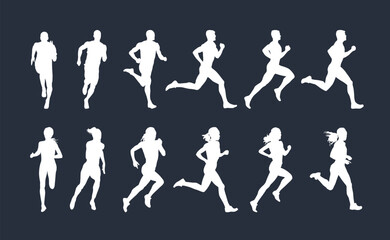 Run, sport athletic logo, group of running people