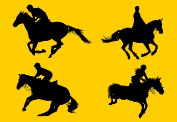 equitacion, carrera, pegatina, competencia, caballo, equestre, vectores, galope, yeguas, jinete