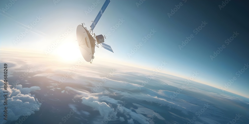 Poster summary of satellite communication frequency bands for different applications and services. concept 