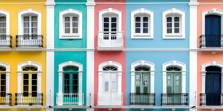Digital image of colorful colonial architecture in Salvador Bahia Brazil. Concept Travel Photography, Colorful Architecture, Salvador Bahia, Brazil, Digital Image