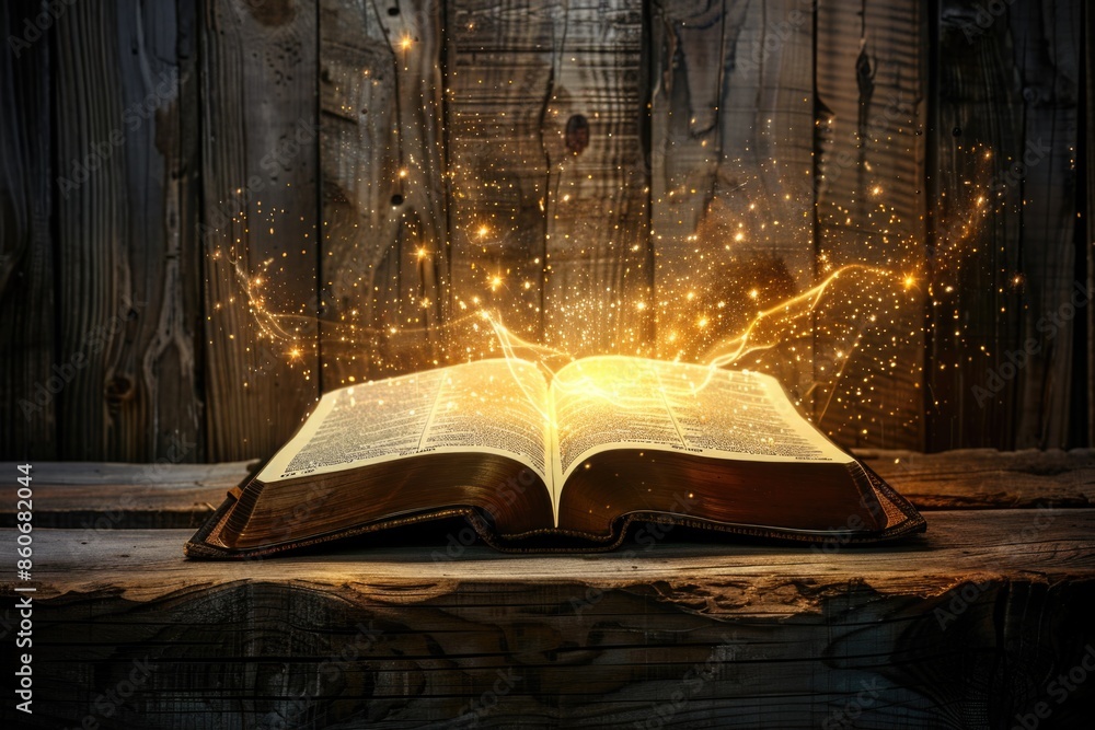 Poster An open book with sparks coming out of it, great for representing inspiration, creativity and learning