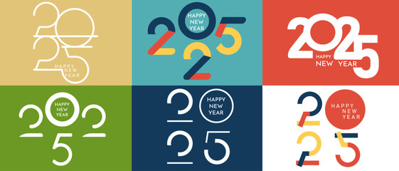 2025 new year logo.
Merry Christmas and New Year idea concept.