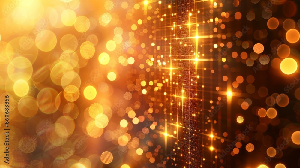 Poster golden grid bokeh background