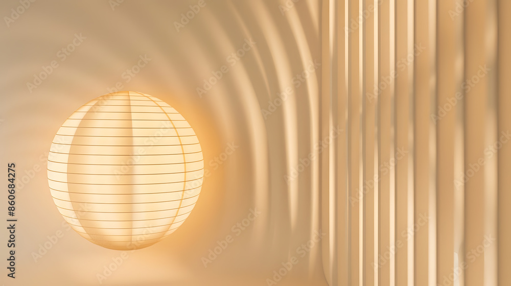 Poster abstract blurred soft cream background with circle lantern for design concept : Generative AI