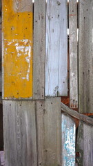 Multicolored Wooden Fence Panels Close-Up Textured