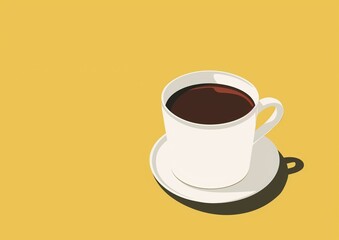 Obraz premium Minimalist Coffee Cup Illustration on Yellow Background