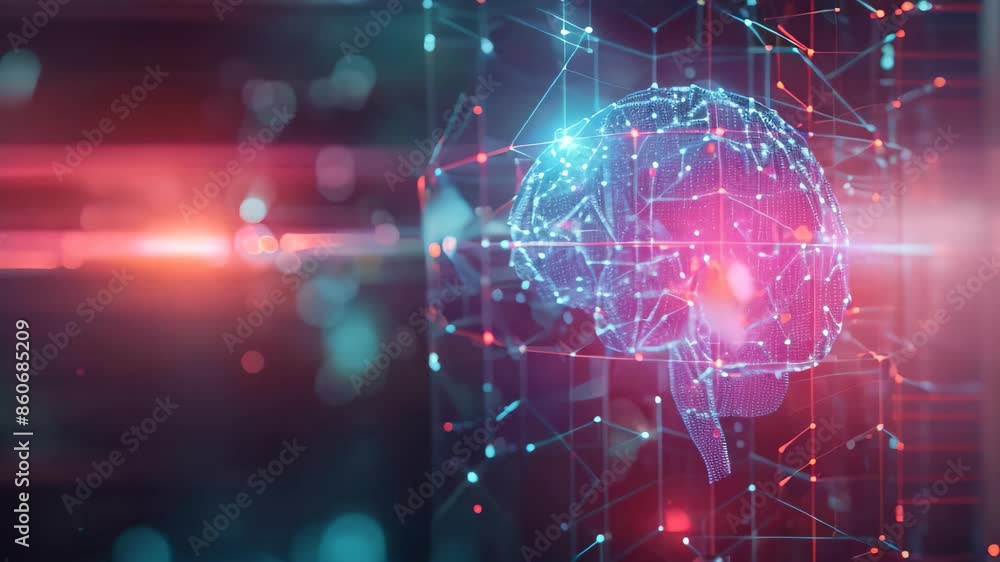 Poster detailed 3d rendering of a human brain showcasing ai decision-making, conveying the power of ai in d