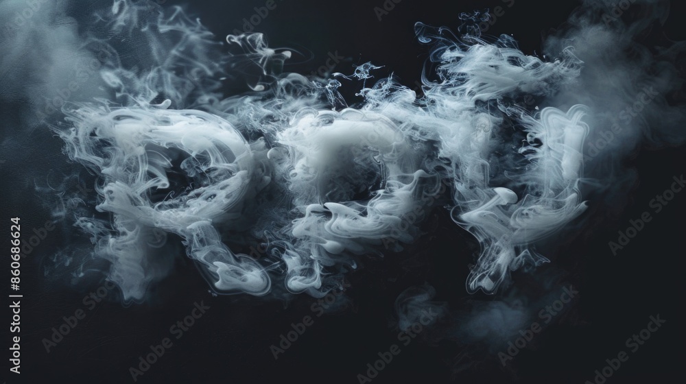 Poster close-up of smoke on a dark background, great for use in mysterious or atmospheric scenes