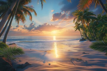 Tropical beach sunset