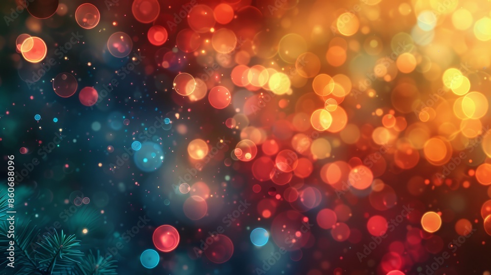 Poster abstract bokeh background with warm and cool colors