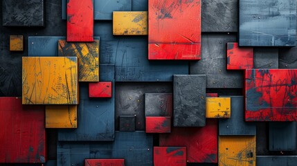 Abstract red, yellow, and blue rectangular shapes