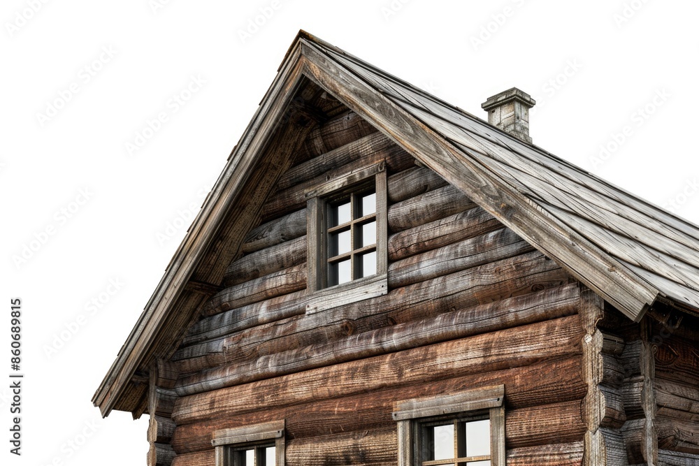 Aufkleber a traditional wooden building with a large clock face on the front, suitable for use in historical o