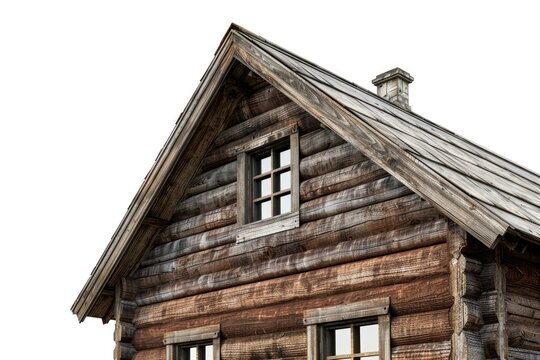 A traditional wooden building with a large clock face on the front, suitable for use in historical or rustic themed projects