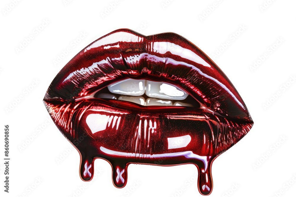 Poster A detailed shot of a red lipstick on a white surface, perfect for beauty or cosmetic use