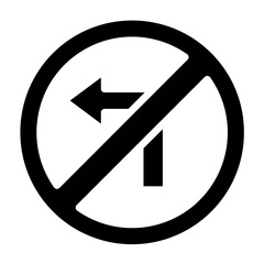 Vector Design No Left Turn Icon Style