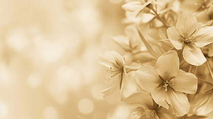 Soft focus sepia toned floral background with copy space : Generative AI