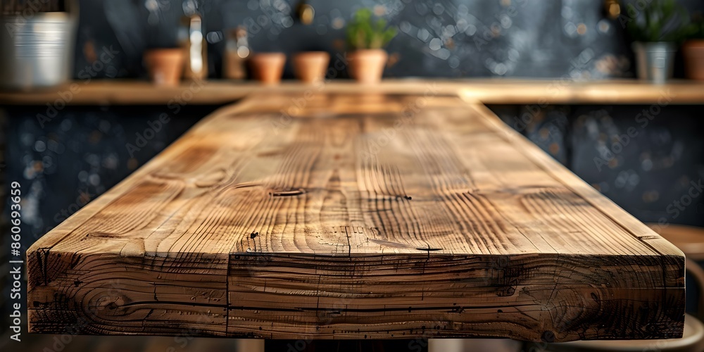Poster empty modern wooden table ideal for showcasing products or creating minimalist atmosphere. concept p