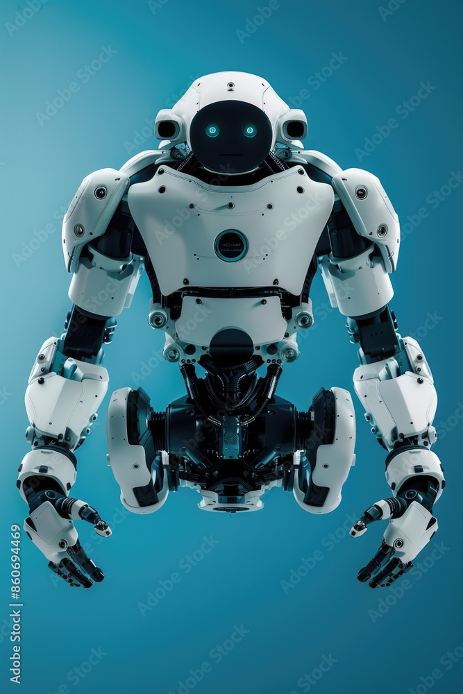Poster a robot flies through the air, offering a futuristic glimpse into technological advancements