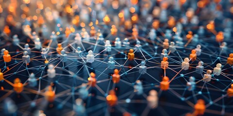 Data streams weave digital fabric connecting individuals and communities in societys web. Concept Digital Connectivity, Community Engagement, Societal Fabric, Data Streams, Technology Integration