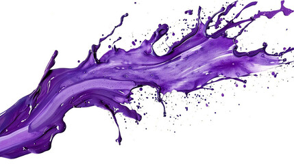 Colorful paint splashes in purple on a solid white background.