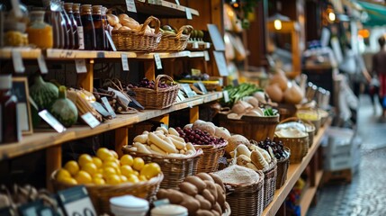 Fototapeta premium Outdoor Market Stall with Fresh Produce