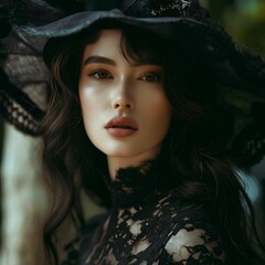 Elegant Woman Portraits, Artistic Photography, Fashion Shoot, Professional Model, Vintage Style.