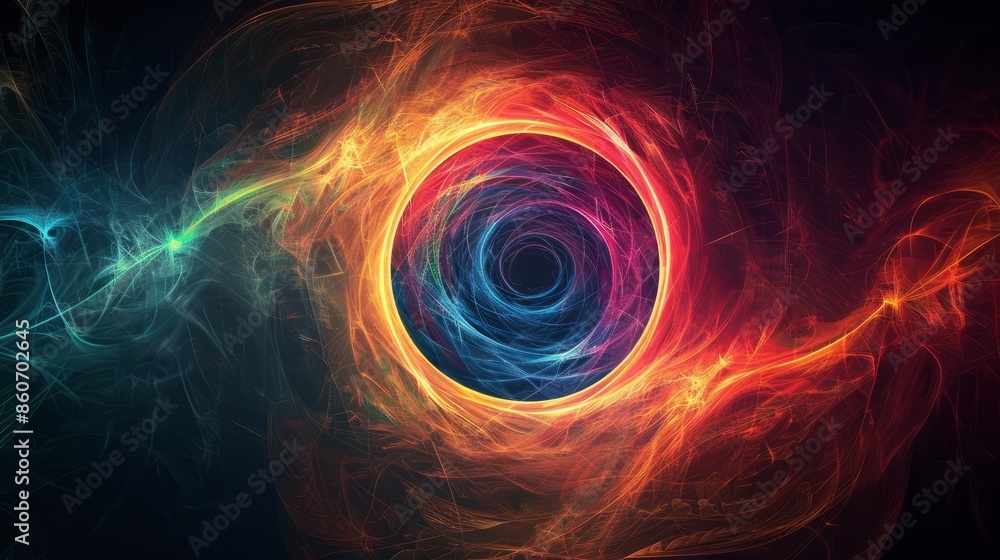 Poster colorful fractal circular patterns