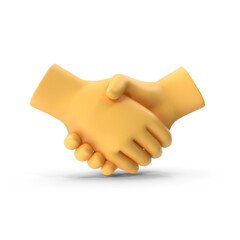 3D handshake, hold hands with blue sleeve vector icon