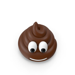 Funny brown poop with eyes and smiling mouth. Sarcastic emoticon for social networks
