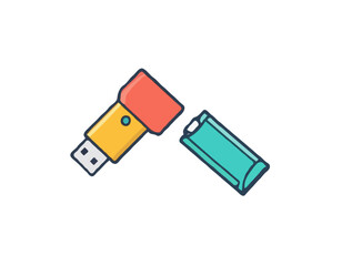 USB flash drive icon. Colored silhouette. Top view. Vector simple flat graphic illustration. The isolated object on a white background. Isolate. 