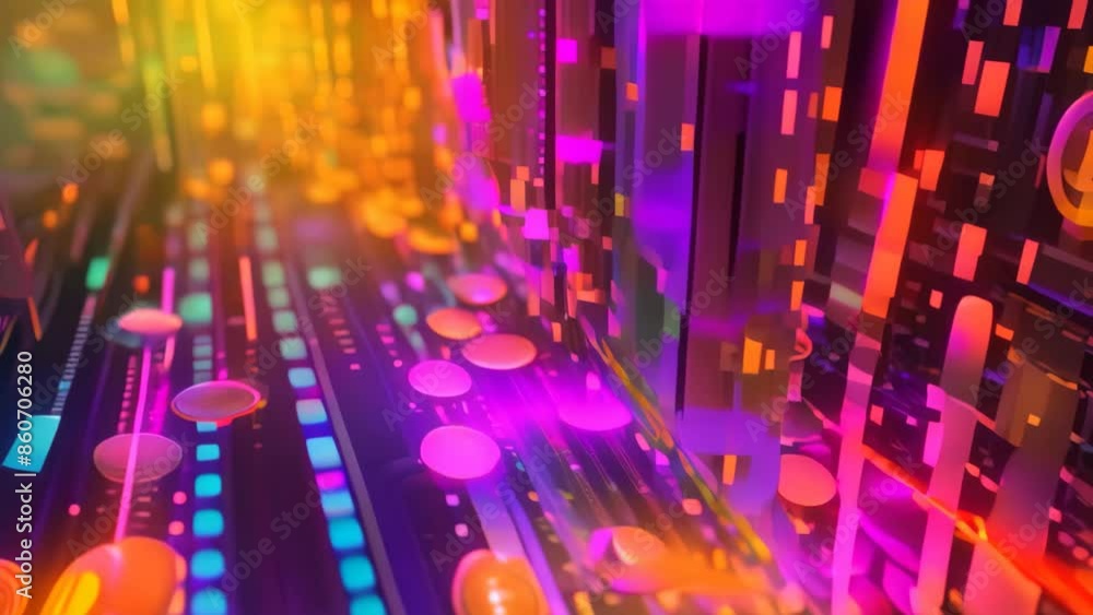 Poster computer screen displaying numerous buttons, create a visual representation of the growing popularit