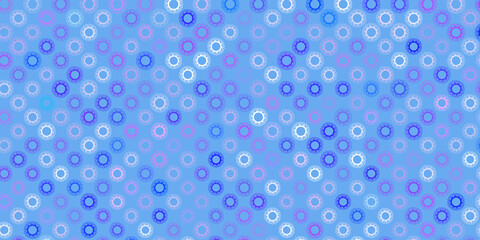 Light purple vector background with covid-19 symbols.