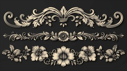 Retro floral ornaments