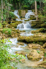 Huey Mae Kamin Waterfall in deep forest.Srinakarin national park,Kanchanaburi,Thailand