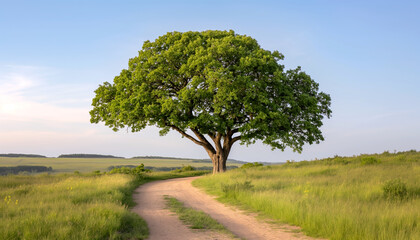 Obraz premium Solitary Tree on a Winding Path