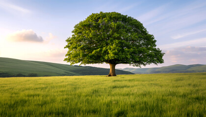 Solitary Tree in a Green Field