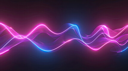 Abstract Futuristic Background: Pink Blue Glowing Neon Waves
