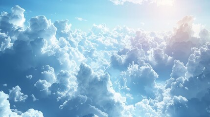 Blue sky with puffy clouds
