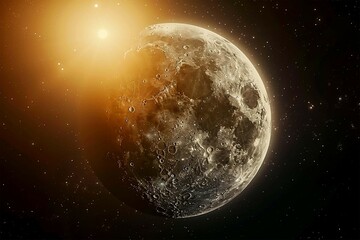 Obraz premium a planet with a yellow moon in the background