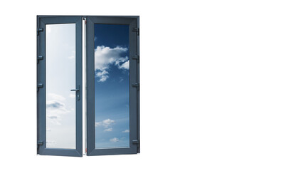 New double-leaf plastic door on hinges