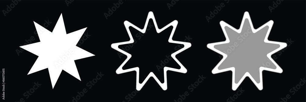 Poster bahai icon set. nine pointed star and persian symbol in vector format. eps 10.