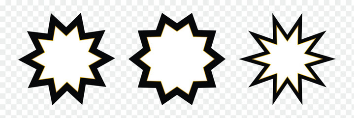 Fototapeta premium Bahai star. Black linear Bahai symbol. Religious symbol of Bahaism.