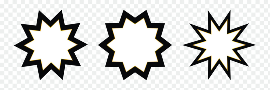 Bahai star. Black linear Bahai symbol. Religious symbol of Bahaism.