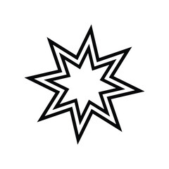 Obraz premium Bahai star. Black linear Bahai symbol. Religious symbol of Bahaism.